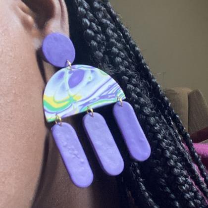 Polymer Clay Statement Earrings | Judy | Amoeba..