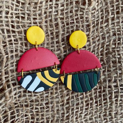 Luna Polymer Clay Earrings | Colorful Polymer Clay..