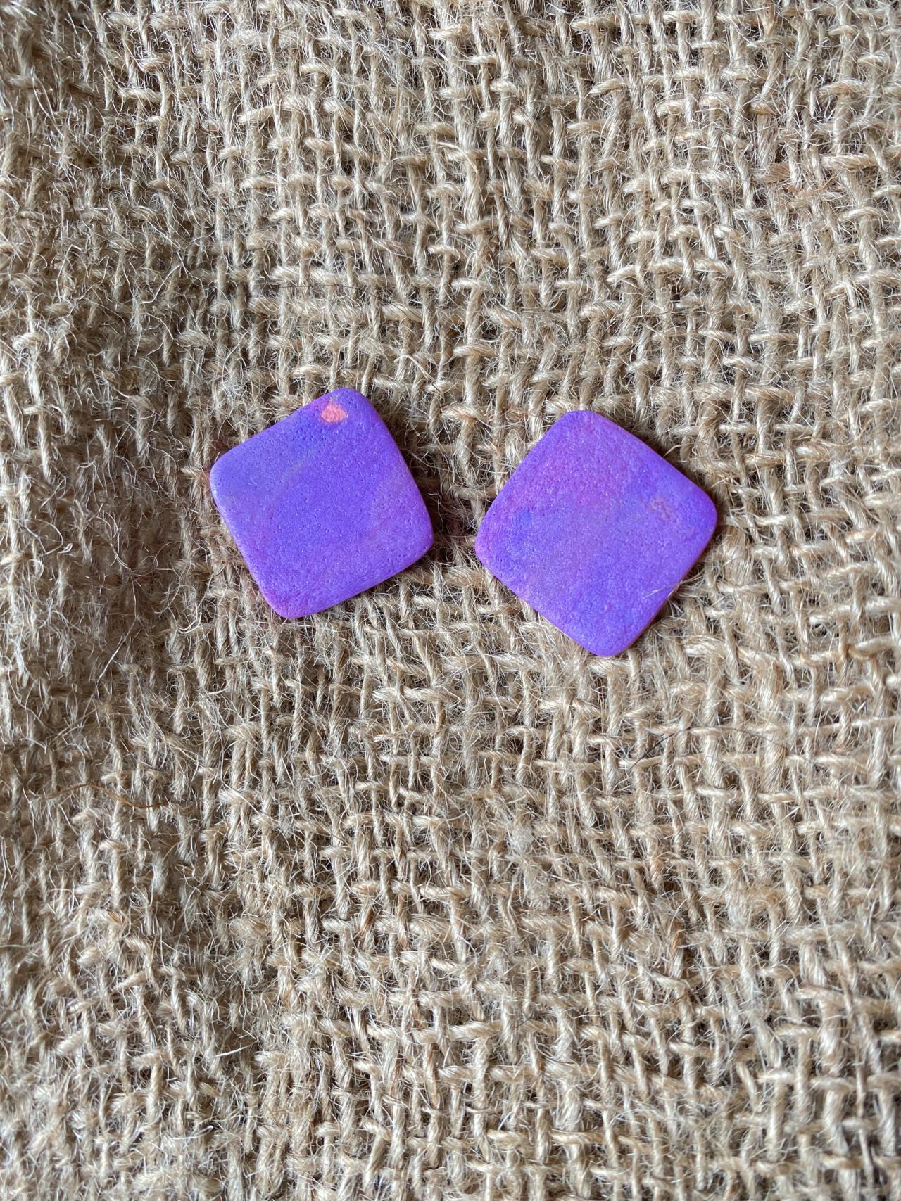 Square Up Polymer Clay Earrings Unique Polymer Clay Earrings Studs  Medium Lark Collection Handmade Clay Earrings Black Owned