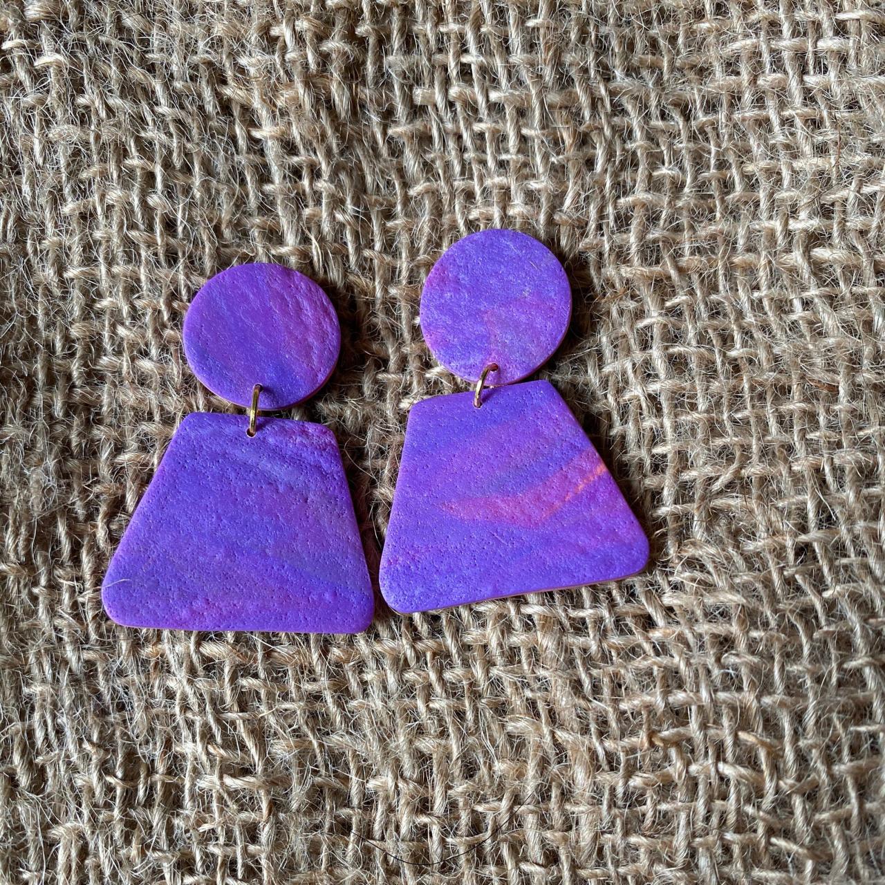 Amy | Purple Skies Collection | Unique Purple Polymer Clay Drop Earrings | Beautiful Polymer Clay Statement Earrings | Black Owned