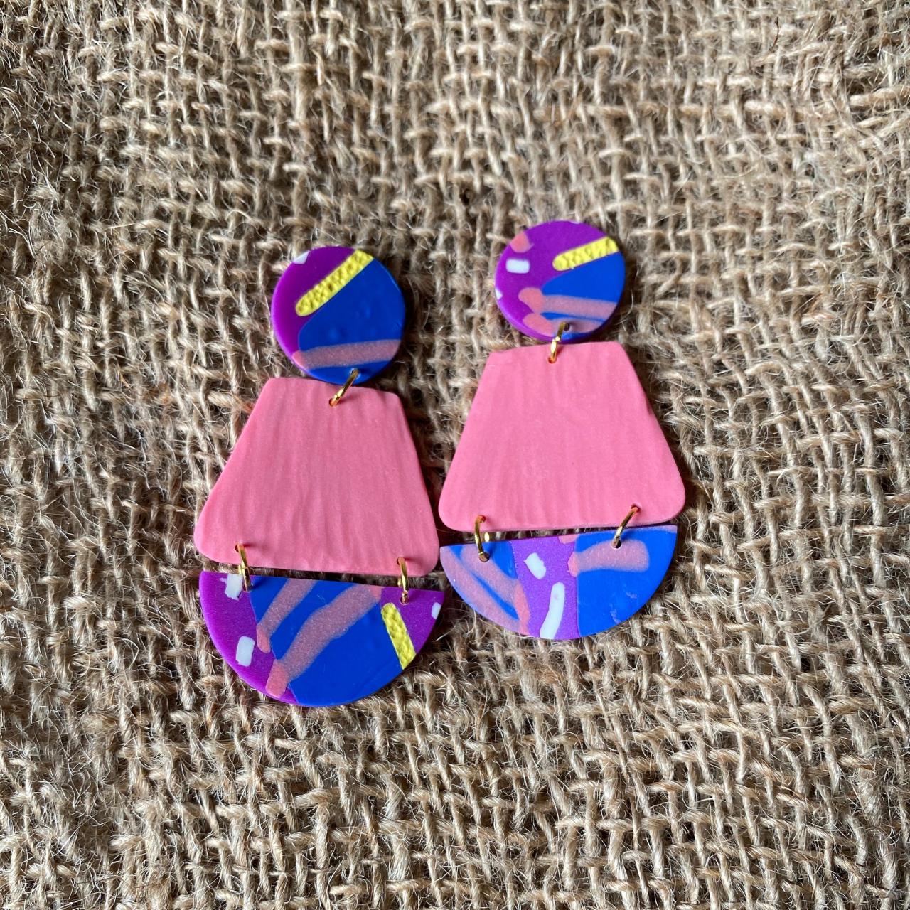 Annie | Textured | Lark Collection | Unique Polymer Clay Statement Earrings | Beautiful Handmade Polymer Clay Drop Earrings | Black Owned