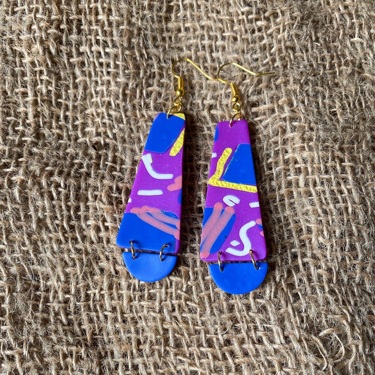 Elle | Lark Collection | Unique Handmade Polymer Clay Dangle Earrings | Beautiful Contemporary Polymer Clay Statement Earrings | Black Owned