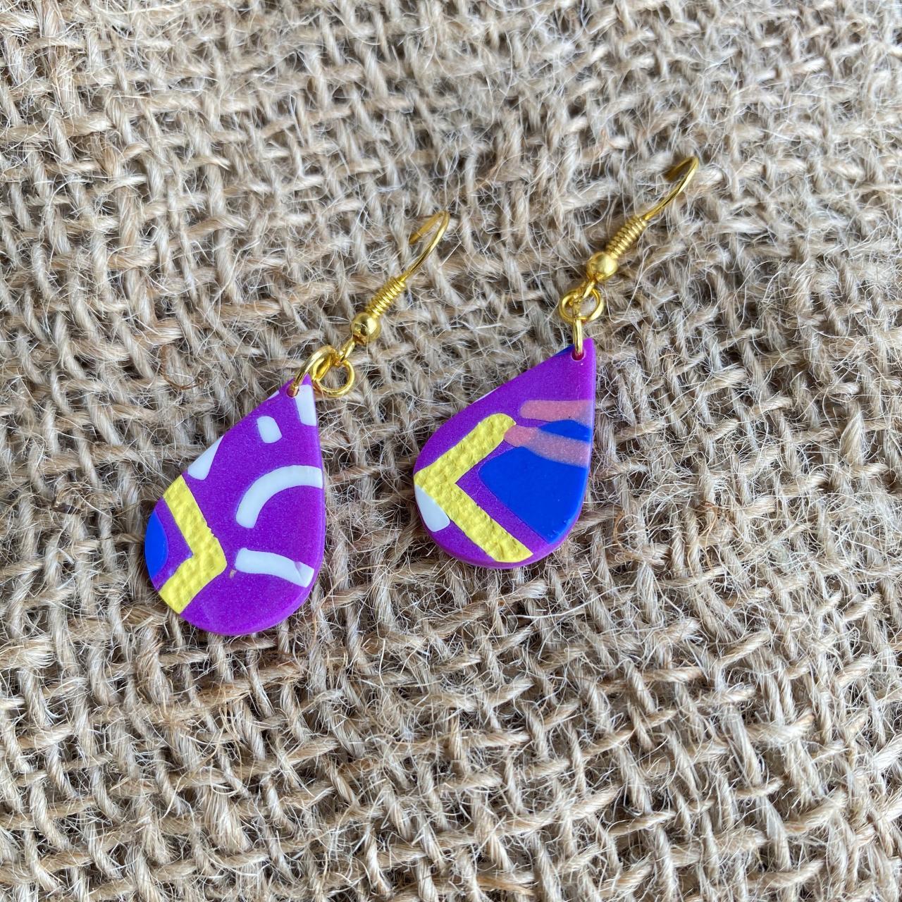 Teardrop Polymer Clay Earrings | Brittney's Mini Me | Lark Collection | Polymer Clay Statement Earrings | Handmade Polymer Clay Dangle