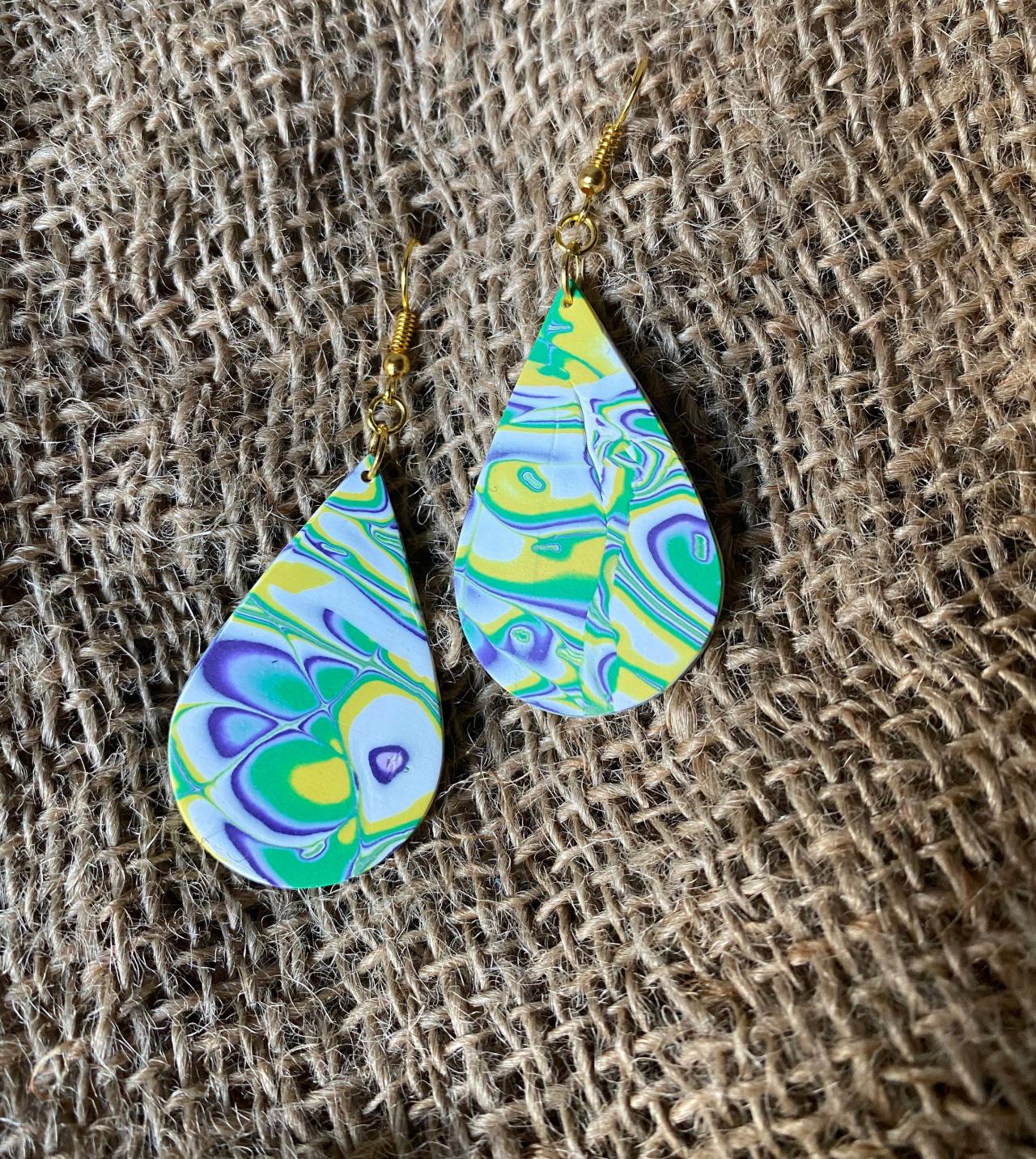 Brittney Amoeba Collection Multi-color Polymer Clay Earrings