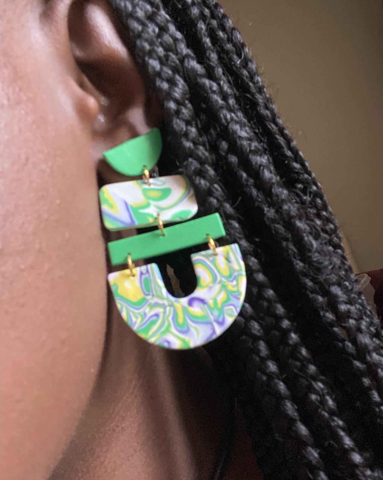 Melissa Polymer Clay Earrings Amoeba Collection Unique Multi