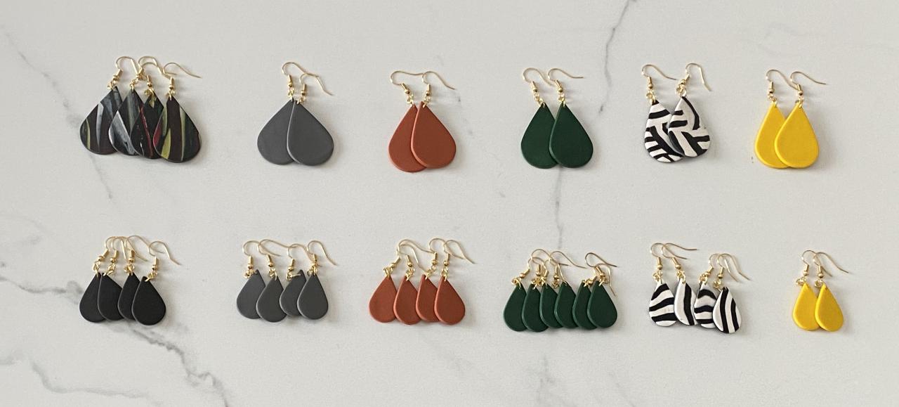 Polymer Clay Dangle Earrings Brittney's Mini Me Black White