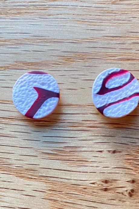 Texturized Mini Studs | Polymer Clay Earrings Studs | White | Cranberry | Handmade Polymer Clay Earrings | Unique Modern Stud Earrings | Black Owned | Chic Customs