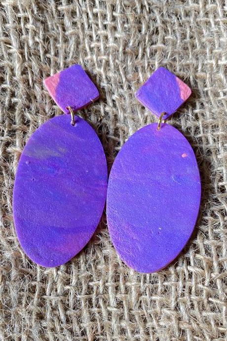 Stasia | Purple Skies Collection | Purple Polymer Clay Statement Earrings | Handmade Unique Polymer Clay Drop Earrings | Black Owned