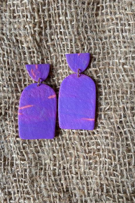 Kahlifa | Purple Skies Collection | Purple Polymer Clay Statement Earrings | Unique Handmade Polymer Clay Drop Earrings | Black Owned