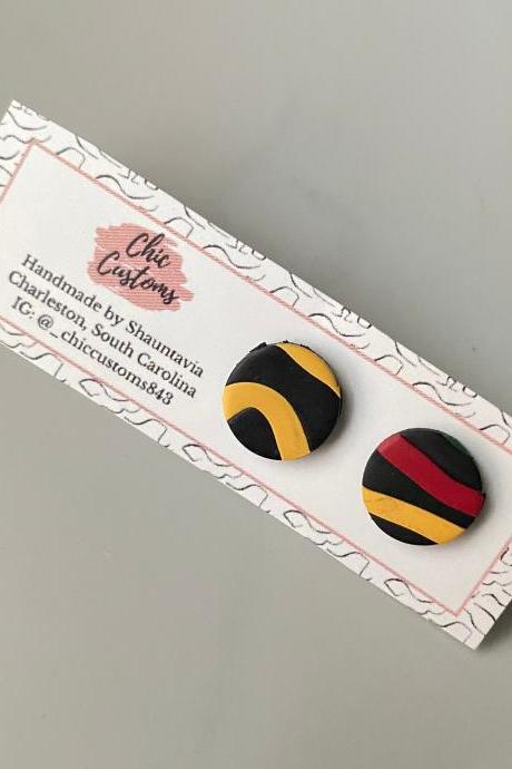 Polymer Clay Earrings Mini Studs | Black | Golden Life Yellow | Red | Handmade Polymer Clay Earrings | Clay Earrings | Black Owned