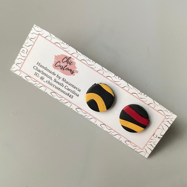 Polymer Clay Earrings Mini Studs Black Golden Life Yellow Red  Handmade Polymer Clay Earrings Clay Earrings Black Owned